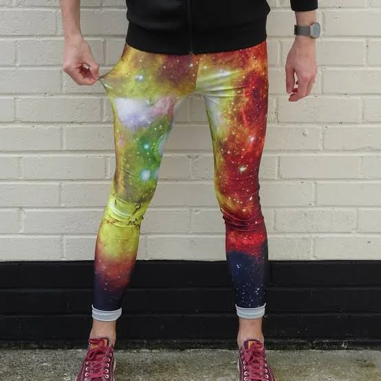Men's leggings with a bright nebula print